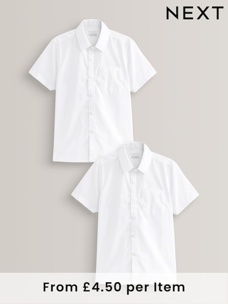 White Easy Fastening Short Sleeve School Shirts 2 Pack (3-16yrs) (M13603) | £9 - £15