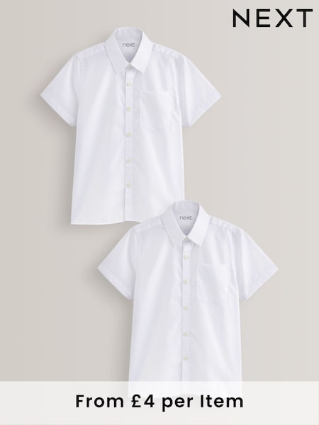 White Regular Fit 2 Pack Short Sleeve School Shirts (3-17yrs) (M13607) | £8 - £16