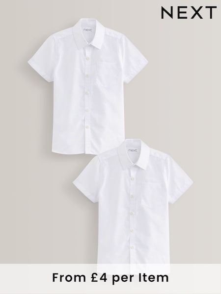 White Slim Fit 2 Pack Short Sleeve School Shirts (3-17yrs) (M13610) | £8 - £16