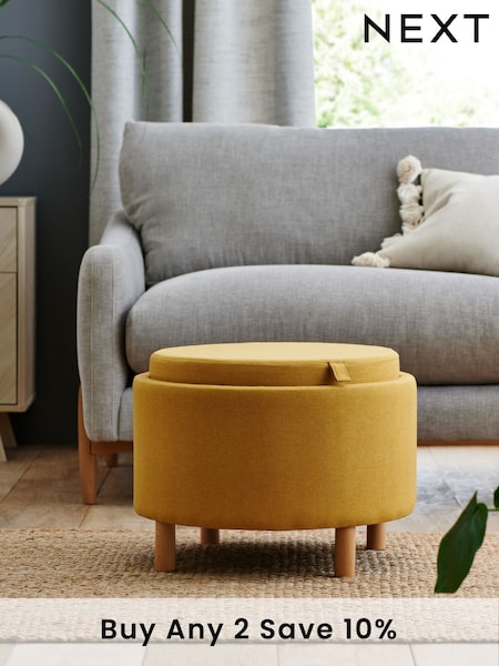 Soft Marl Ochre Yellow Ashton Storage Stool (M14140) | £150
