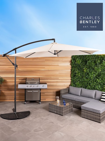 Charles Bentley Cream 3m Hanging Banana Cantilever Garden Umbrella (M14671) | £98