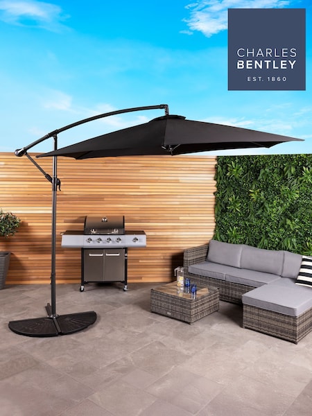Charles Bentley Black 3m Hanging Banana Cantilever Garden Umbrella (M14672) | £98