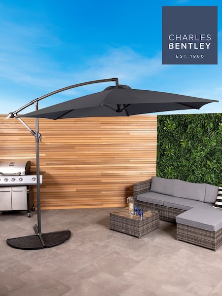 Charles Bentley Grey 3m Hanging Banana Cantilever Garden Umbrella (M14673) | £105