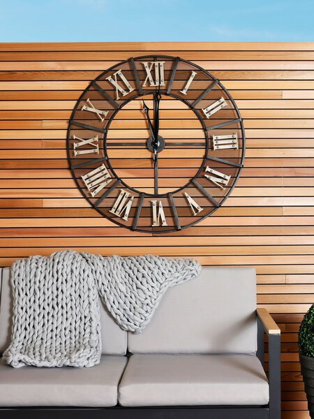 Charles Bentley Black Wrought Iron Outdoor Clock (M14687) | £80