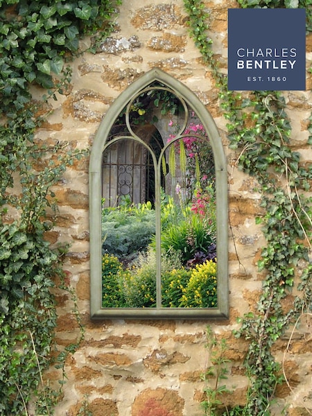 Charles Bentley Light Brown Gothic Style Chapel Garden Mirror (M14690) | £87