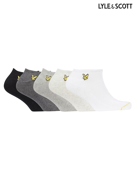 White Lyle & Scott Trainer Socks 5 Pack (M15592) | £20