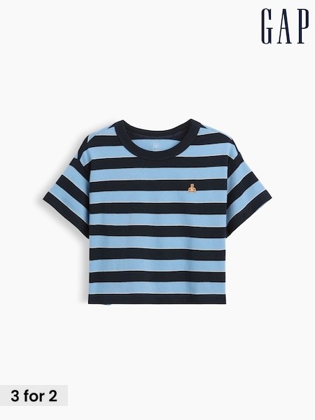 Blue Stripe - Gap Oversized Boxy Short Sleeve T-shirt (6mths-5yrs)