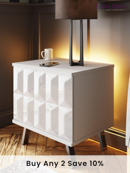Frank Olsen White Elevate Smart LED Side Table (M17109) | £200