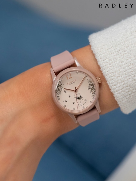 Radley Ladies Silicone Strap Floral Dog Dial Watch (M18219) | £40