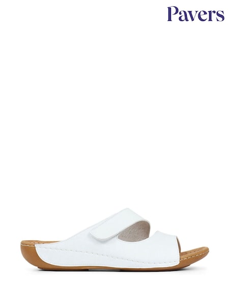 Pavers White Adjustable Leather Mules (M18788) | £29.99