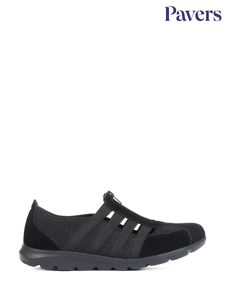 Pavers Black Ladies Wide Fit Casual Slip-On Shoes (M18843) | £35