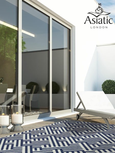 Asiatic Rugs Blue Indoor/Outdoor Antibes Linear Rug (M22133) | £29 - £139