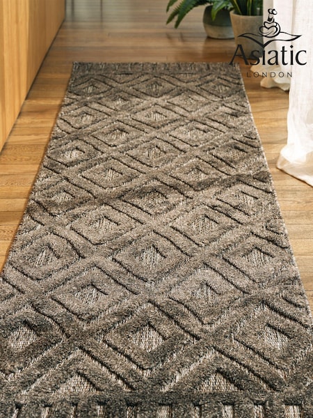 Asiatic Rugs Charcoal Grey Indoor/Outdoor Salta Diamond Runner (M22160) | £29 - £139