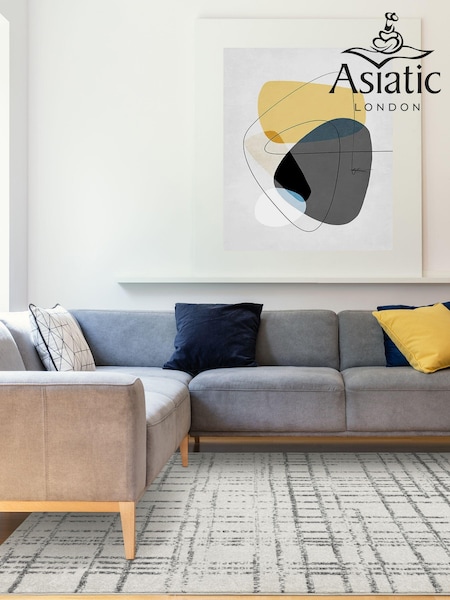 Asiatic Rugs Grey Nova Grid Rug (M22172) | £82 - £233