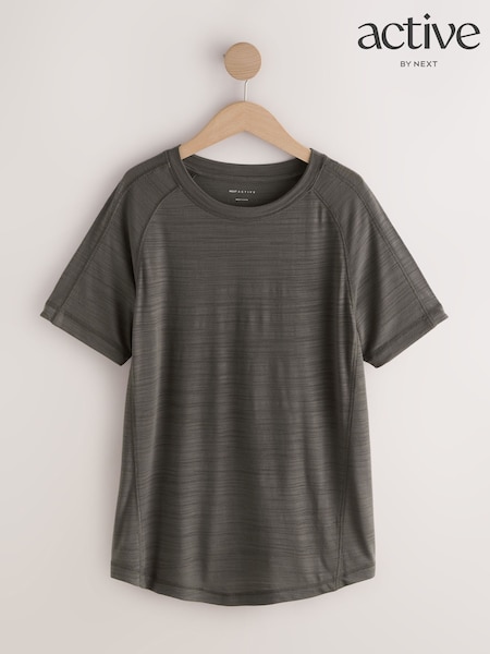 Khaki Green - Active Crew Neck Lightweight Short Sleeve T-shirt