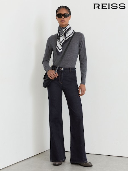 Dark Blue - Reiss Addie Wide-leg Jeans
