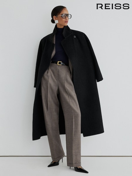 Grey - Atelier Grey Wool Wide-leg Double-pleat Trousers