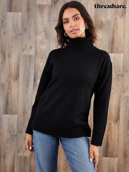 Black - Threadbare Oversized Roll Neck Jumper