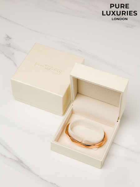 Pure Luxuries London Aurelle Rose Gold Plated Sterling Silver Bangle (M25493) | £220