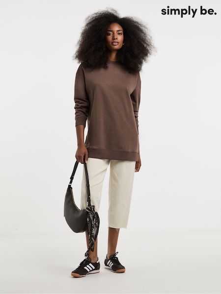 Brown - Simply Be Side Split Sweatshirt Tunic