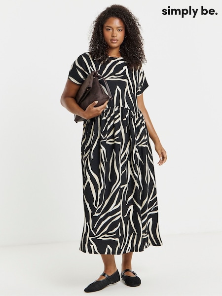 Black - Simply Be Waffle Jersey Midi Dress