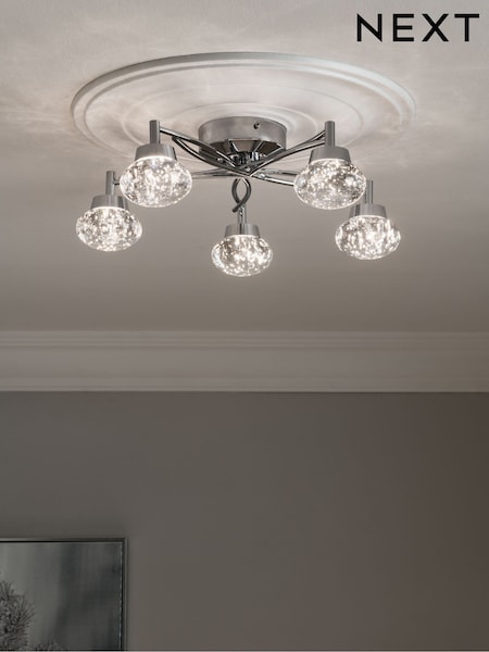Chrome Cora 5 Light Flush Ceiling Light Also Suitable for Use in Bathrooms (M26835) | £130