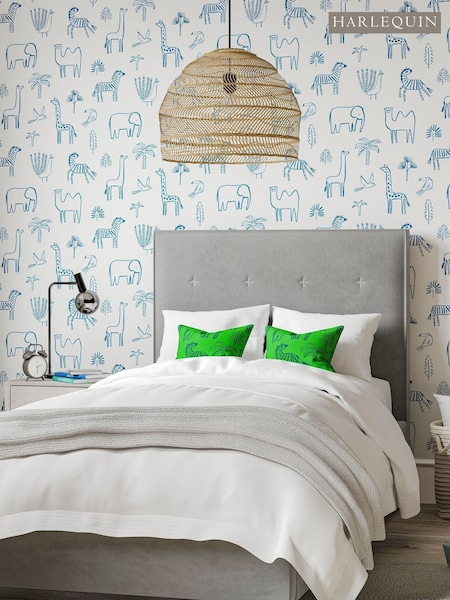 Harlequin Blue Funky Jungle Children's 10.05M Wallpaper (M27823) | £50
