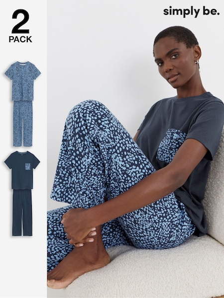 Blue - Simply Be Value Animal Pyjamas 2pk