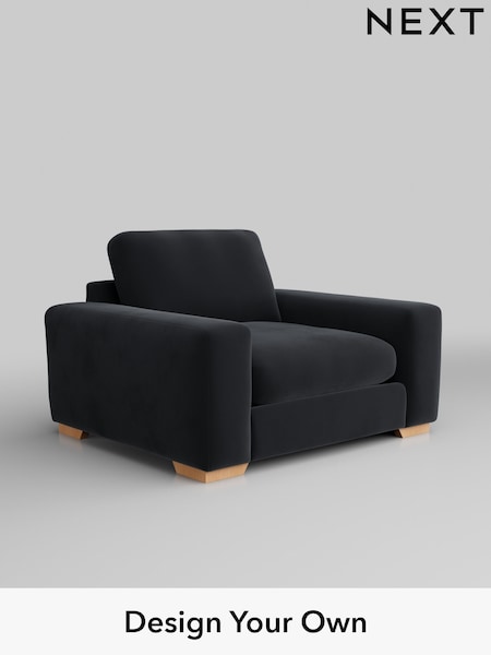Plush Velvet Easy Clean/Charcoal Grey Houghton Deep Relaxed Sit (M30056) | £1,025