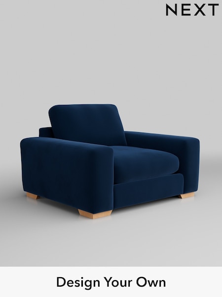 Plush Velvet Easy Clean/Navy Blue Houghton Deep Relaxed Sit (M30068) | £1,025