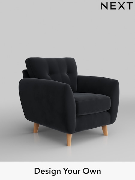 Plush Velvet Easy Clean/Charcoal Grey Wilson Buttoned Back (M31881) | £599