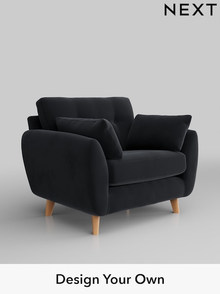 Plush Velvet Easy Clean/Charcoal Grey Wilson Buttoned Back (M31881) | £699