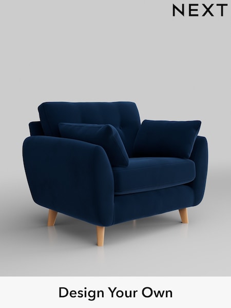 Plush Velvet Easy Clean/Navy Blue Wilson Buttoned Back (M31893) | £699