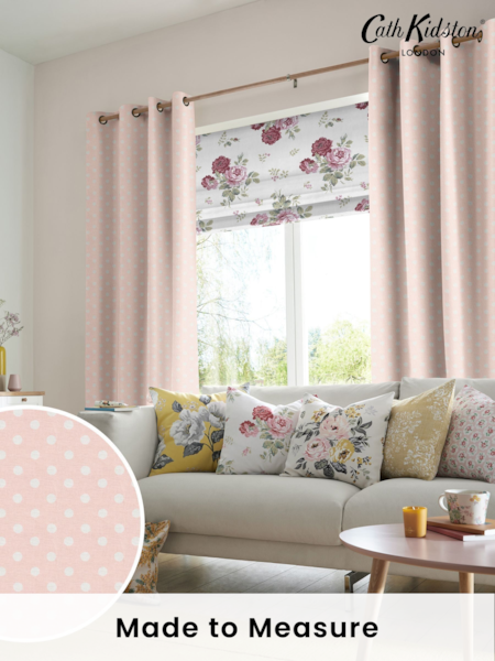 Cath Kidston Pink Button Spot Made To Measure 100% Cotton Curtains (M32028) | £91