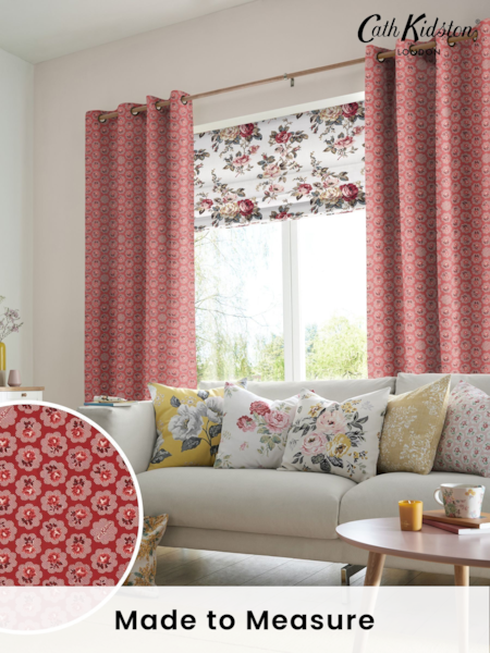 Cath Kidston Red Freston Rose Made To Measure 100% Cotton Curtains (M32032) | £91