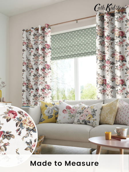 Cath Kidston Cream Garden Rose Made To Measure 100% Cotton Curtains (M32033) | £91