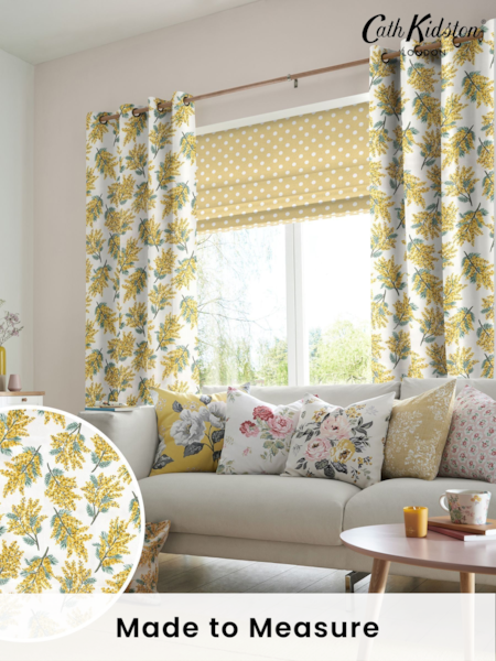 Cath Kidston Yellow Mimosa Flower Made To Measure 100% Cotton Curtains (M32036) | £91