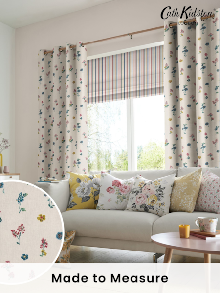 Cath Kidston Cream Sprig Twilight Made To Measure 100% Cotton Curtains (M32041) | £91