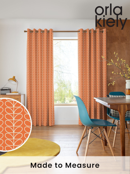 Orla Kiely Orange Linear Stem Made To Measure 100% Cotton Curtains (M32071) | £91