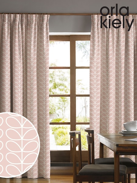 Orla Kiely Pink Linear Stem Made To Measure 100% Cotton Curtains (M32075) | £91
