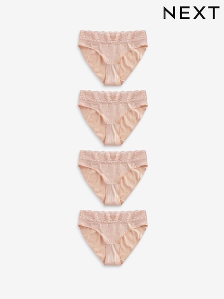 Blush Pink High Leg Lace Knickers 4 Pack (M35412) | £16