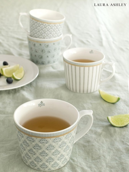 Laura Ashley White Bone China Set of 4 Mug Sets (M36966) | £50