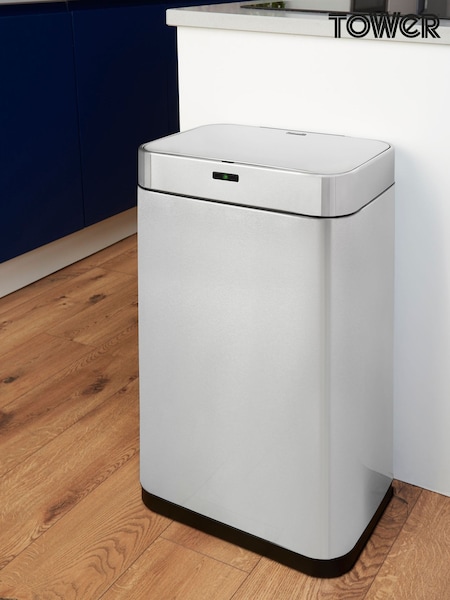 Tower Silver 75L Rectangular Sensor Bin (M37140) | £120