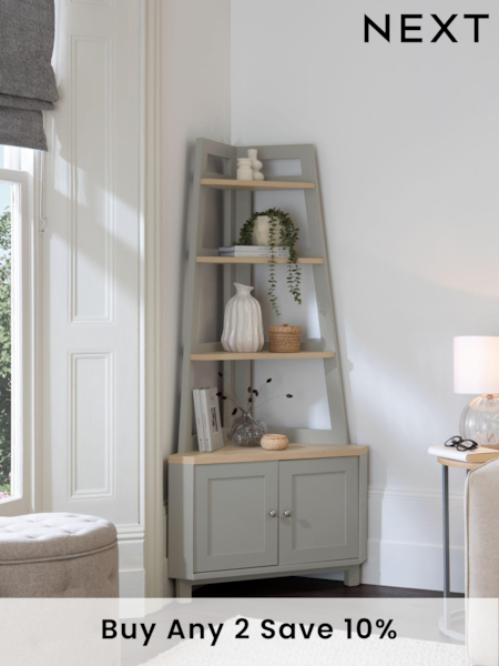 Dove Grey Malvern Oak Effect Corner Shelf (M37700) | £299