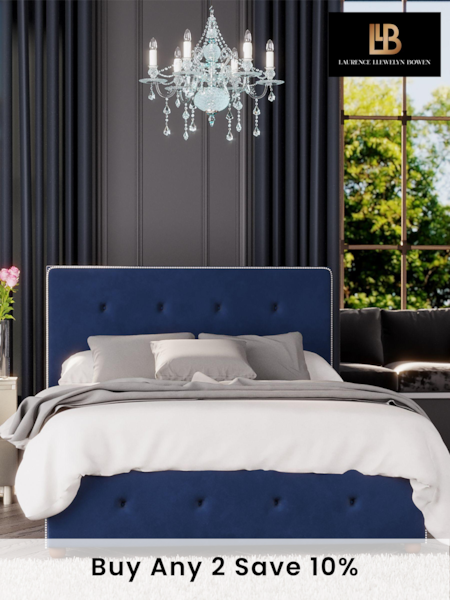 Laurence Llewelyn-Bowen Navy Blue Hesper End Lift Ottoman Storage Bed (M37825) | £565 - £825