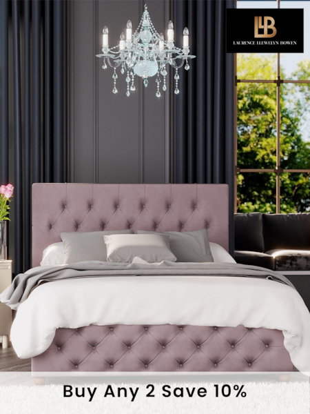 Laurence Llewelyn-Bowen Blush Pink Luna End Lift Ottoman Storage Bed (M37835) | £565 - £825