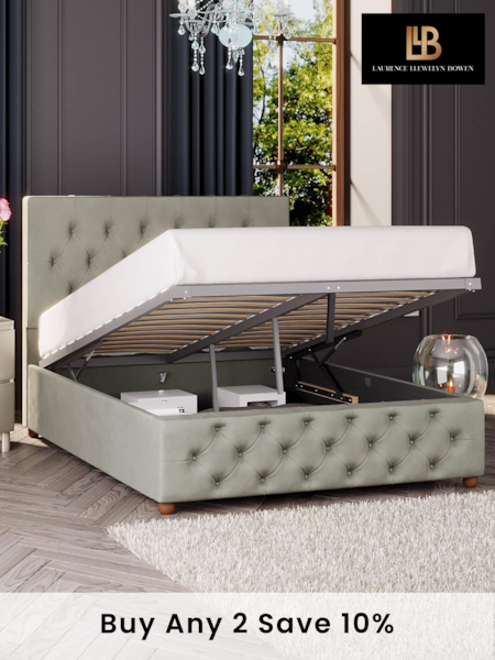 Laurence Llewelyn-Bowen Duck Egg Blue Luna End Lift Ottoman Storage Bed (M37836) | £565 - £825