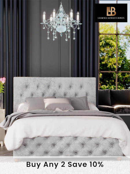 Laurence Llewelyn-Bowen Silver Luna End Lift Ottoman Storage Bed (M37838) | £627 - £910