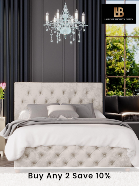 Laurence Llewelyn-Bowen Pearl White Luna End Lift Ottoman Storage Bed (M37839) | £565 - £825