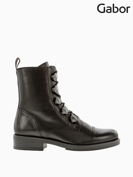 Gabor Black Lady Military Ankle Boots (M37981) | £120